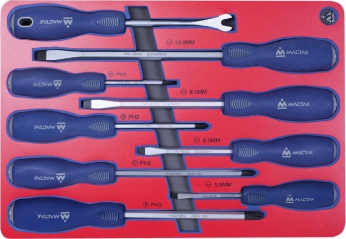Набор отверток в лотке МАСТАК 5-4009D 9 предметов Набор отверток в лотке МАСТАК 5-4009D 9 предметов